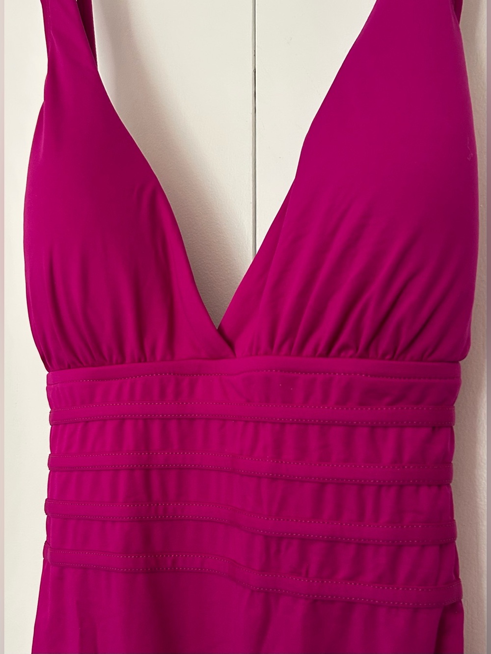La Blanca Womens Fuchsia Pink One-Piece Swimsuit Size 14 High Cut Built in Bra